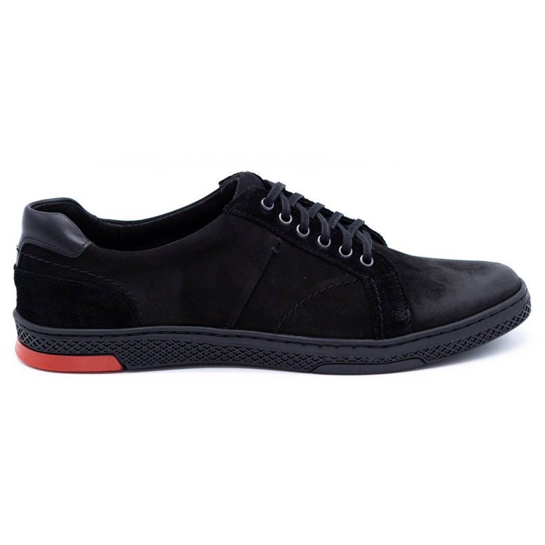 KOMODO Sapatos casuais masculinos negros de couro 884K preto
