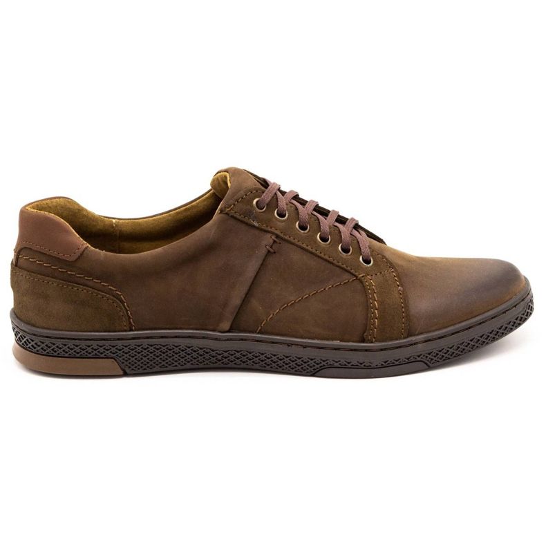 KOMODO Sapatos masculinos de couro casual 884K marrom castanho