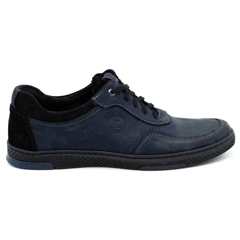 KOMODO Sapatos casuais masculinos de couro 918K azul marinho