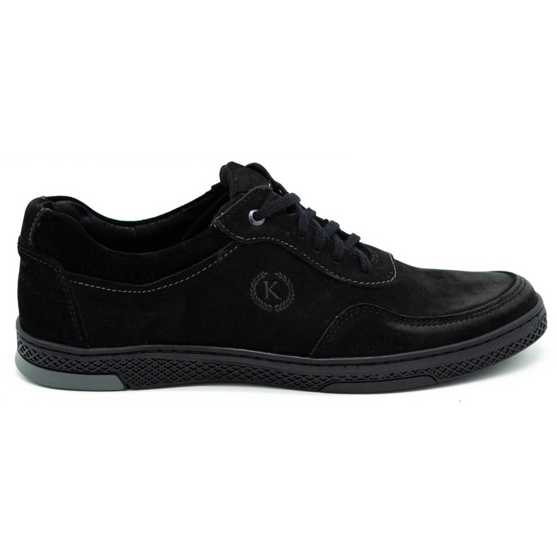 KOMODO Sapatos masculinos de couro preto casual 918K