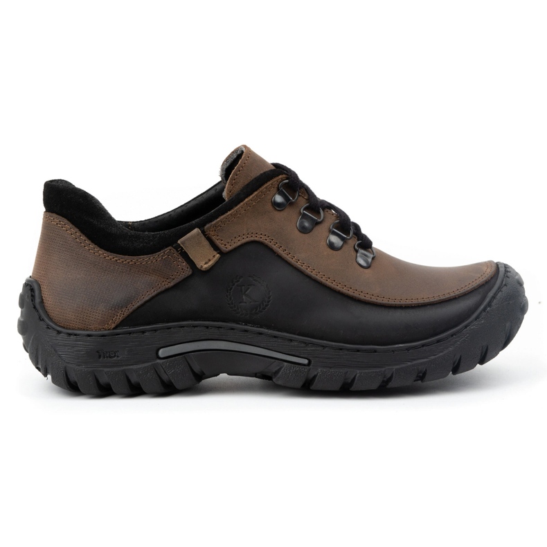 KOMODO Sapatos de trekking masculinos de couro 917K marrom castanho