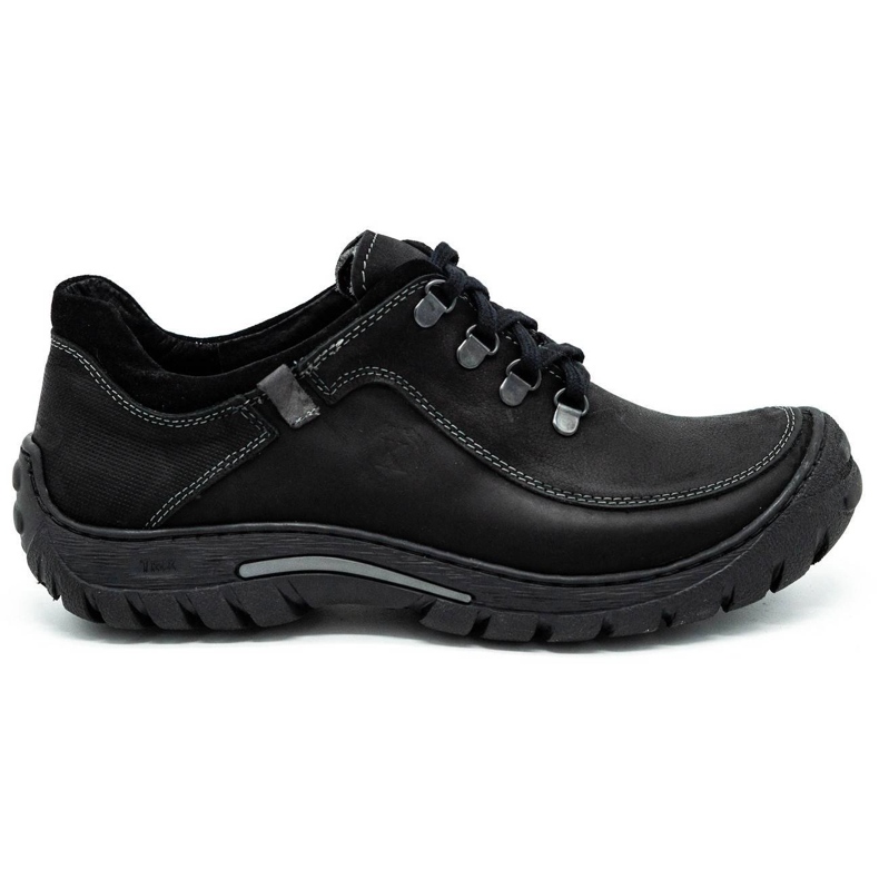 KOMODO Sapatos de trekking masculino de couro 917K preto