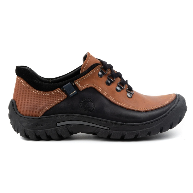 KOMODO Sapatos de trekking masculinos de couro 917K tijolo multicolorido