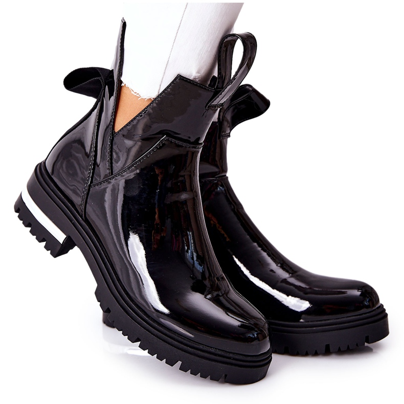 PS1 Botas lacadas femininas com recortes Black Melbourne preto PS1 Botas lacadas femininas com recortes Black Melbourne preto