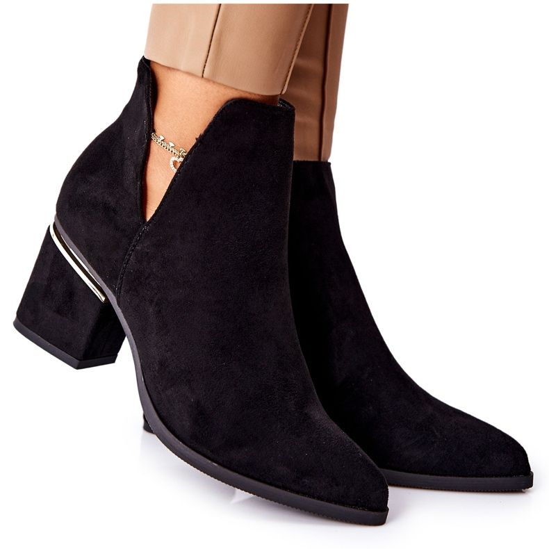 PS1 Botas femininas de camurça com recortes preto Noel