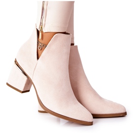 PS1 Botas femininas de camurça com recortes bege Noel