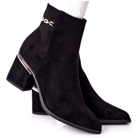 PS1 Botas femininas de camurça com salto preto One Step PS1 Botas femininas de camurça com salto preto One Step