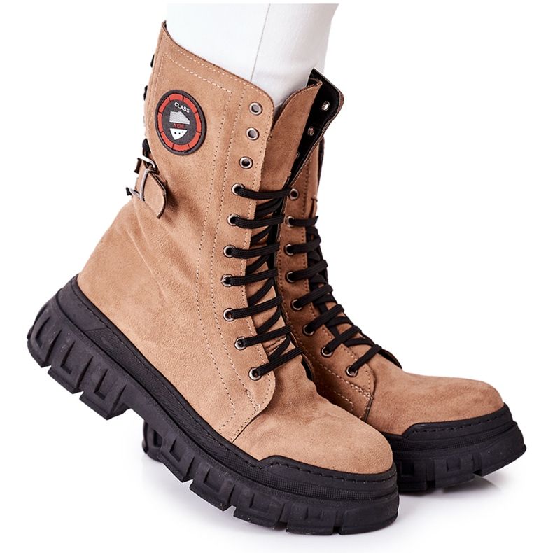 NAVY DOT Caçadores de botas femininas Trabalhadores Monope Marrom castanho NAVY DOT Caçadores de botas femininas Trabalhadores Monope Marrom castanho