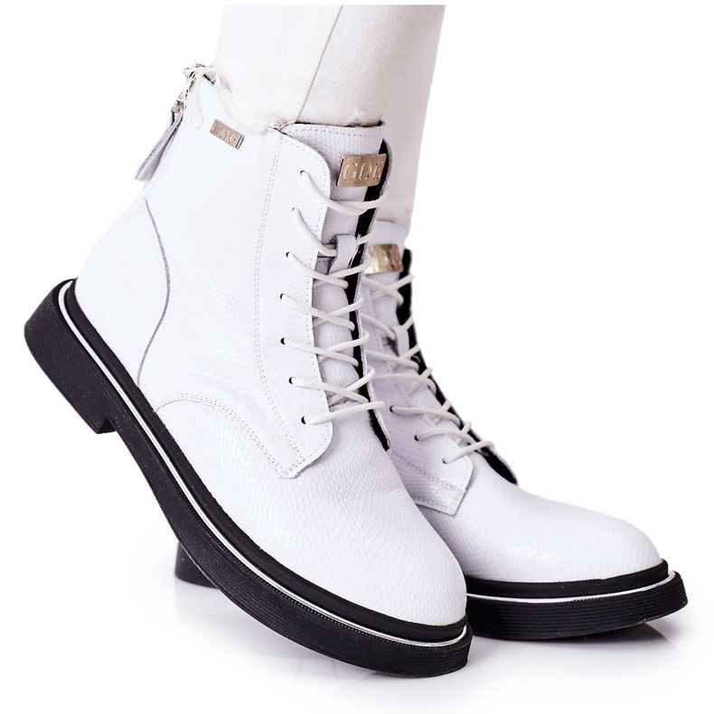 Botas de couro feminino GOE II2N4017 brancas branco