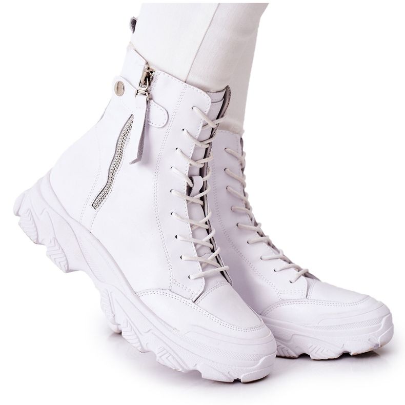 Botas de couro feminino GOE II2N4032 brancas branco
