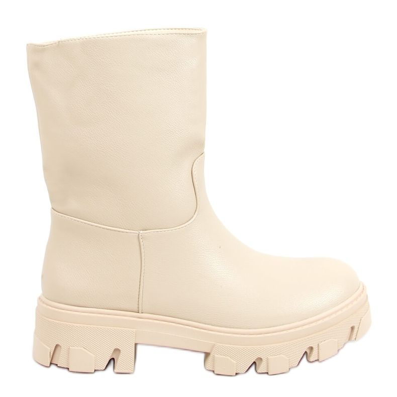 Botas bege com parte superior reta QT19P Beige