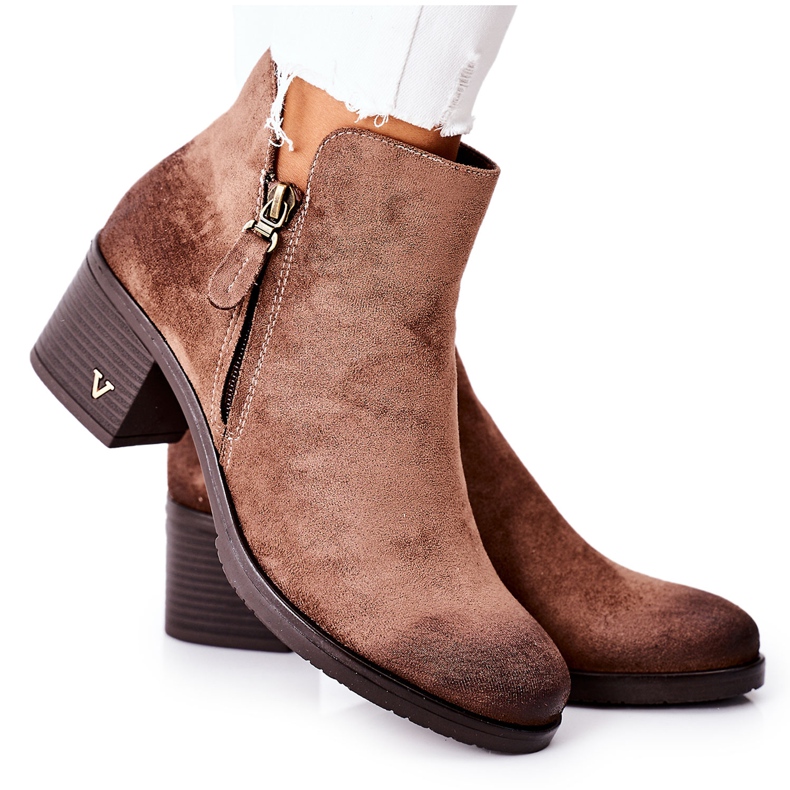 Vinceza Botas femininas camurça bege Bellarena castanho