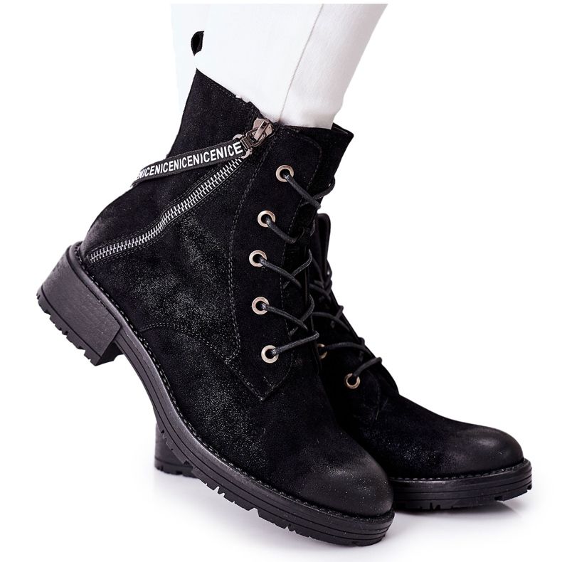 Vinceza Botas de trabalhadoras pretas Goorey preto