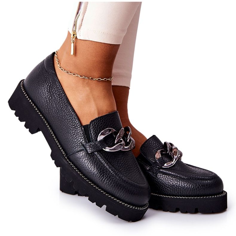 Nicole Mocassim feminino couro preto Sthonto