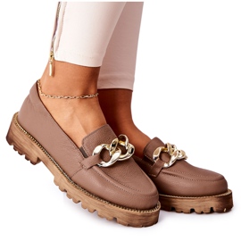 Nicole Mocassim feminino couro marrom Sthonto