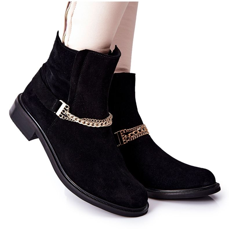 Botas de couro feminino Nicole Black Dome preto