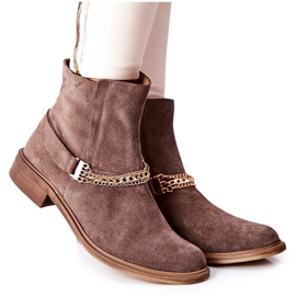 Botas de couro feminino Nicole Brown Dome marrom