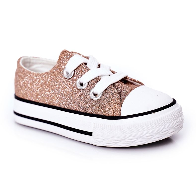 Bling-Bling das sapatilhas com glitter dourado rosa infantil