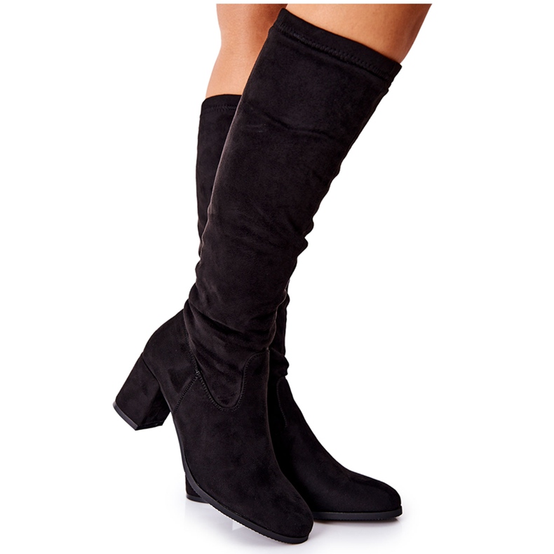 Vinceza Botas femininas com salto alto camurça preta Newferry preto Vinceza Botas femininas com salto alto camurça preta Newferry preto
