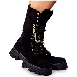 PS1 Botas altas femininas Botas pretas Villes preto