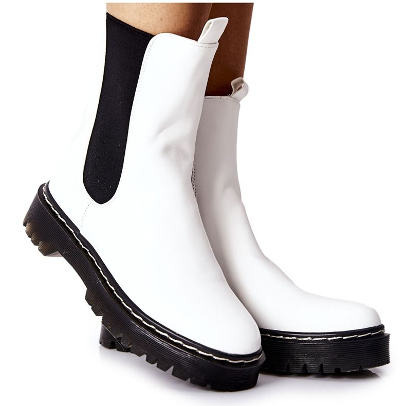 S.Barski Botas altas femininas Botas Jodhpur Branco Nemoreva