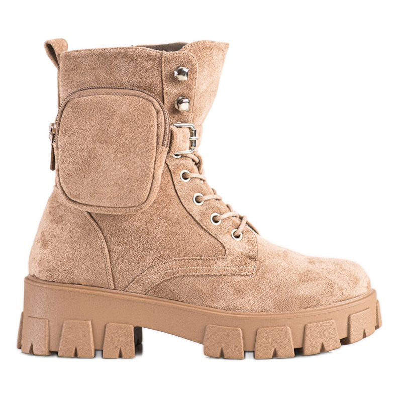 Trabalhadores de camurça com bolso VINCEZA bege Trabalhadores de camurça com bolso VINCEZA bege