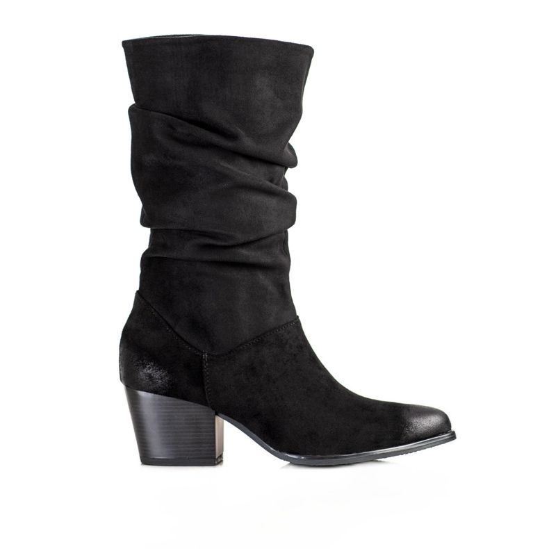 Botas com cano em VINCEZA pregueado preto