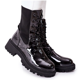 PM1 Botas femininas lacadas pretas maxine preto