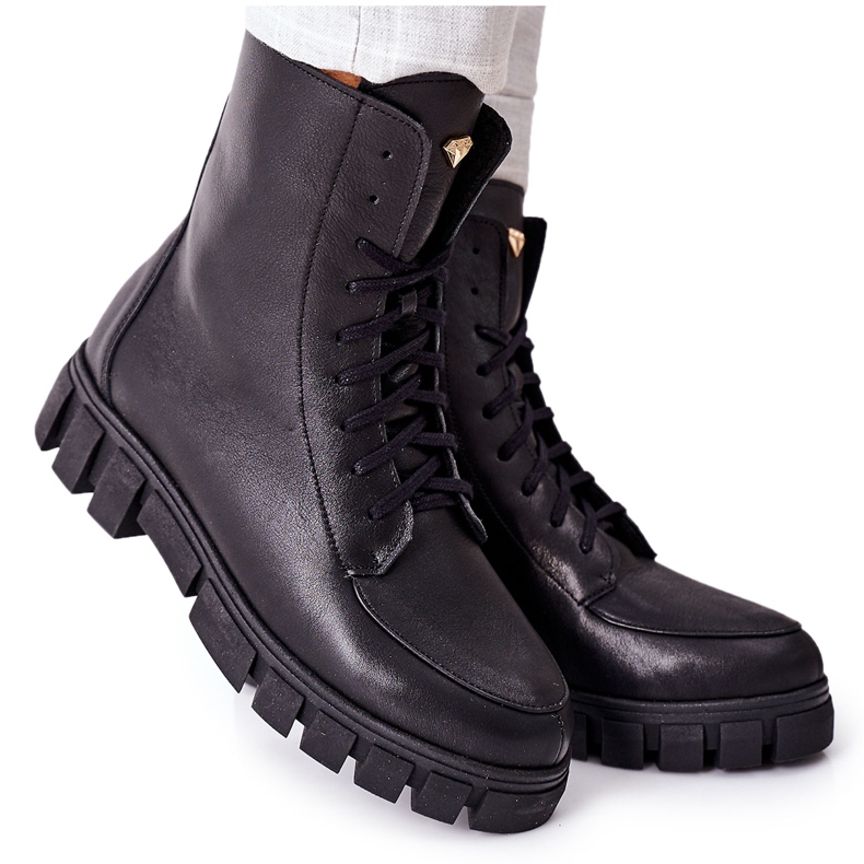 Botas de couro feminino Nicole 2673 pretas preto