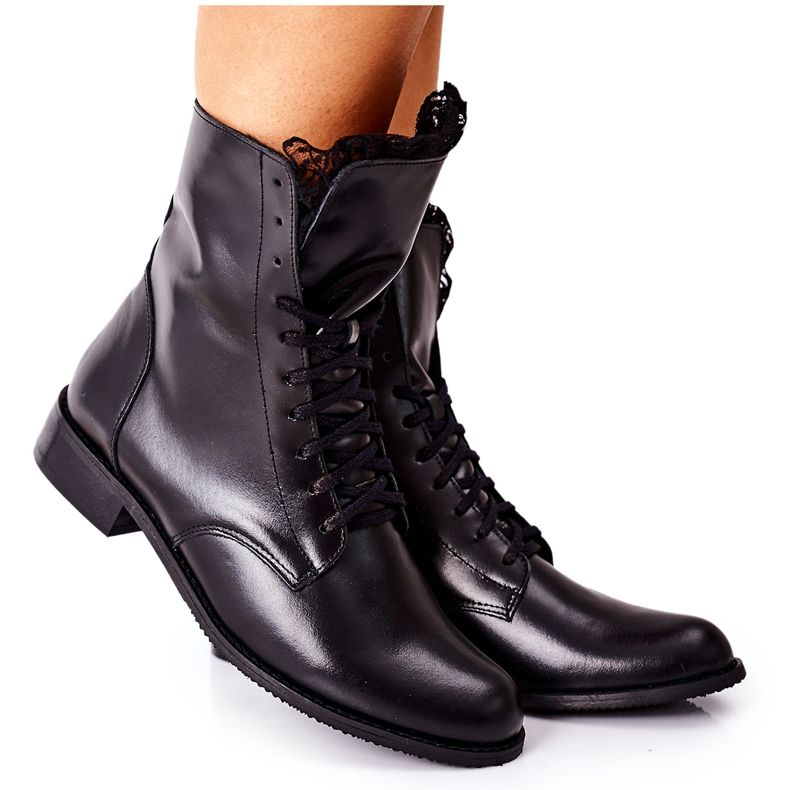 Botas aquecidas de couro feminino Nicole Black 2193/001 preto