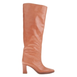 Marco Shoes Botas de salto para uma panturrilha larga marrom