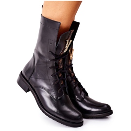 Botas de couro feminino Nicole Black 2581/001 preto
