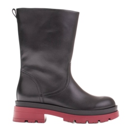 Marco Shoes Botas full grain em um caçador preto