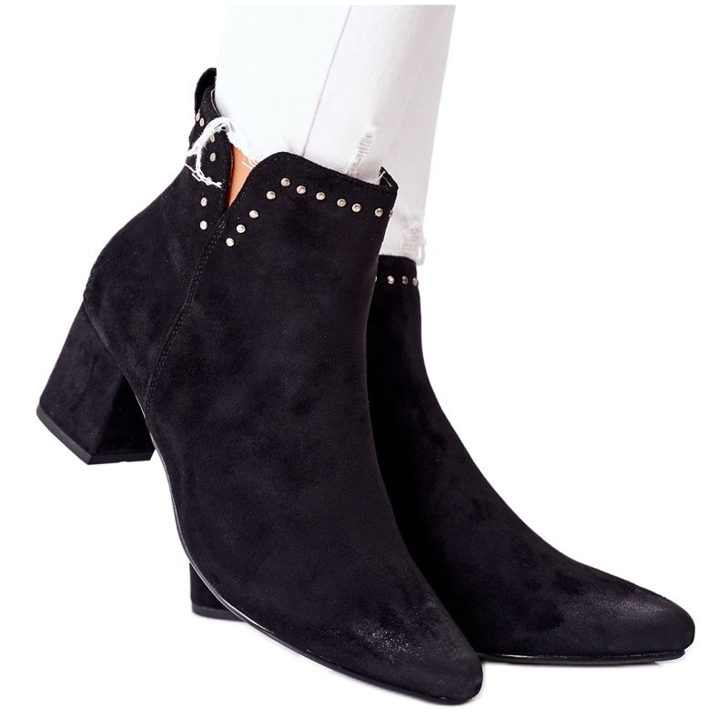 Vinceza Botas femininas camurça preta brinlack preto