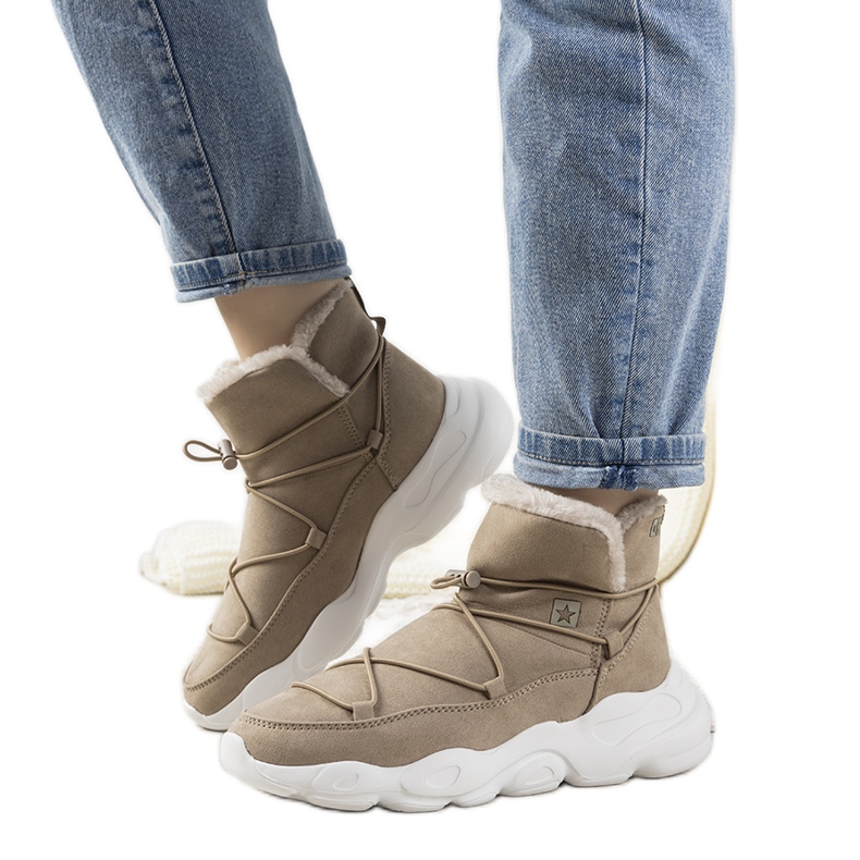 Botas de neve bege elegantes Big Star para mulheres Marrero