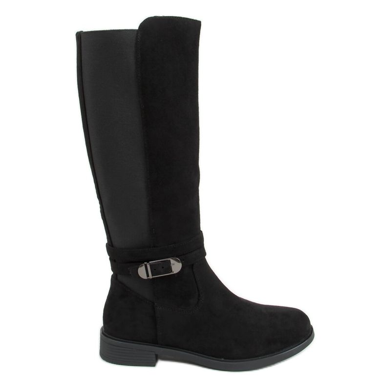 Botas de equitação com parte superior flexível preta G-349 Black preto Botas de equitação com parte superior flexível preta G-349 Black preto