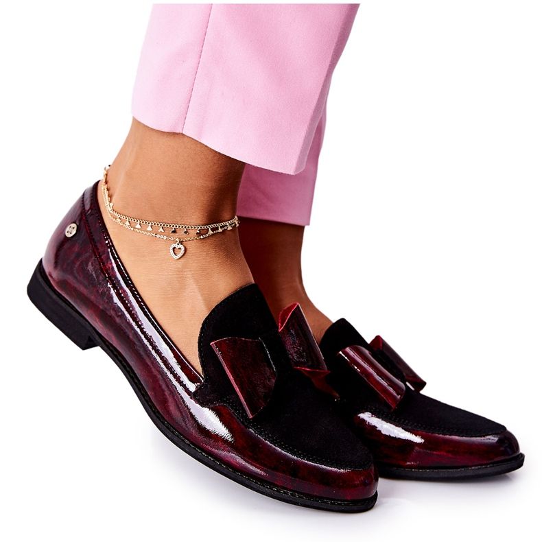 Brogues Maciejka Feminino Mocassins Lacados Marbled Burgundy 04099-33 / 00-1 vermelho