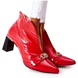 Botas de couro em um post Maciejka Red 05262-08 vermelho Botas de couro em um post Maciejka Red 05262-08 vermelho