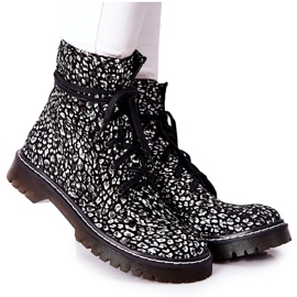 Botas femininas Glany Workers Maciejka Preto-Branco 01609-48