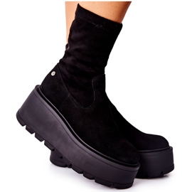Botas de camurça na plataforma Maciejka Black 05319-01 preto