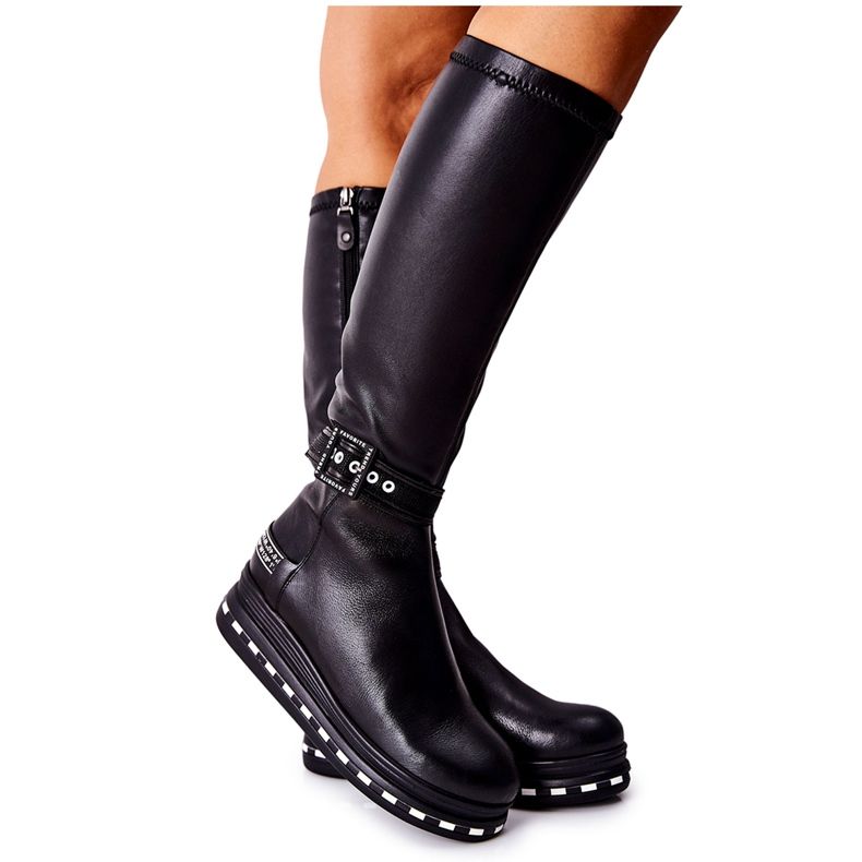 Botas Maciejka De Couro Na Plataforma Preta 05293-01 preto
