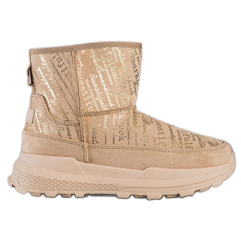 SHELOVET Mukluki caloroso na plataforma bege
