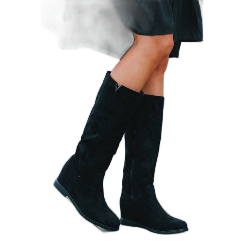 Botas pretas na cunha Nana coberta preto