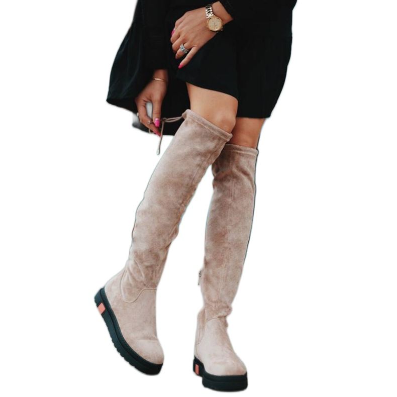 Botas bege decoradas lisas Lia