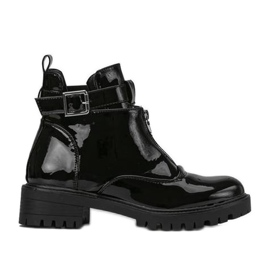 Botas Fossa pretas com patente preto Botas Fossa pretas com patente preto