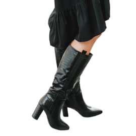 Botas pretas no poste com estampa de crocodilo Mona preto