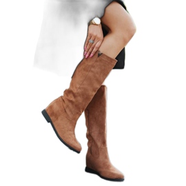 Botas de camelo com salto de Nana em cunha castanho