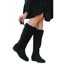 Botas pretas no salto de cunha de Lean preto