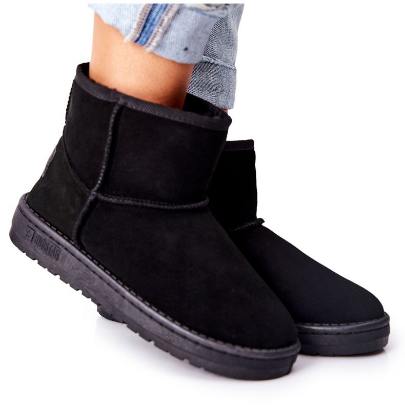 Botas femininas de couro para neve Big Star II274440 pretas preto