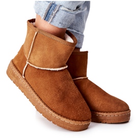 Botas de couro femininas para neve Big Star II274441 Camel marrom